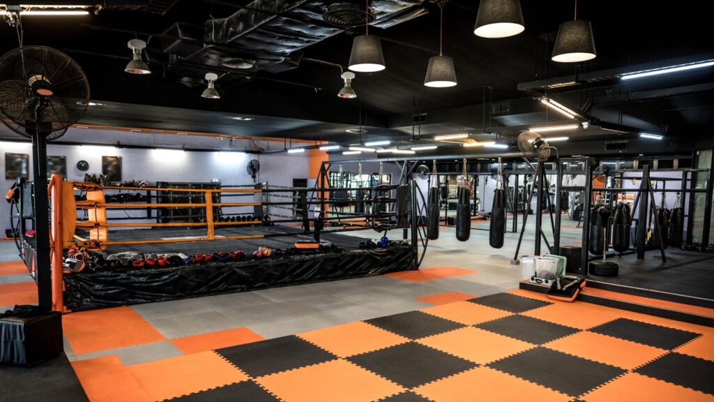 muay thai gym uk with orange floors